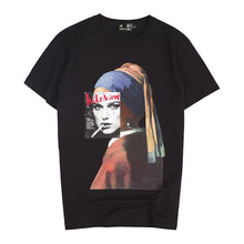 Load image into Gallery viewer, Men's Girl Wearing Pearl Earrings Printed Short Sleeve T Shirts Summer Casual Cotton Hip Hop Top Tees Fashion Streetwear Tshirts